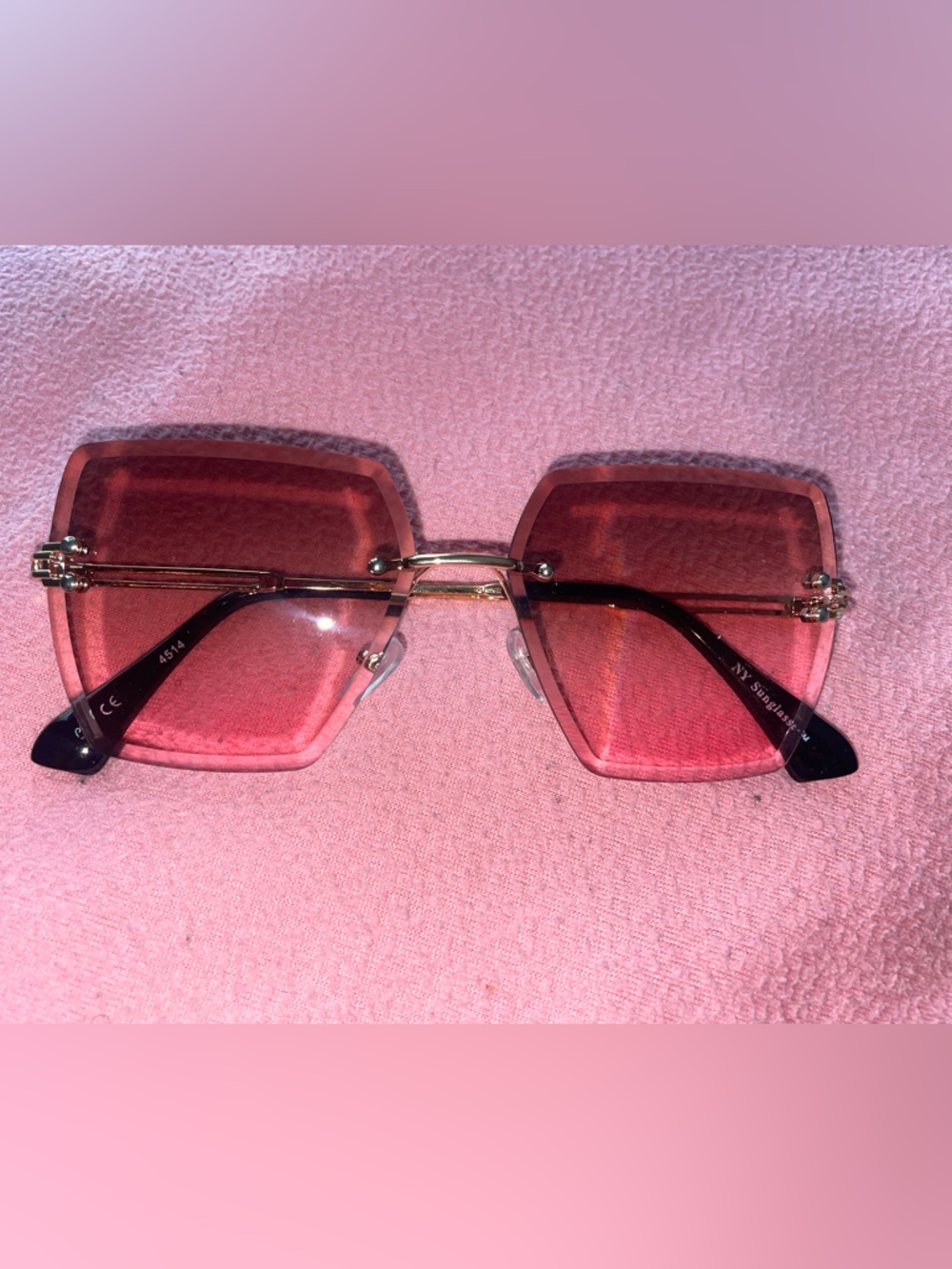 Unbranded Pink Rimless Square Sunglasses for Women